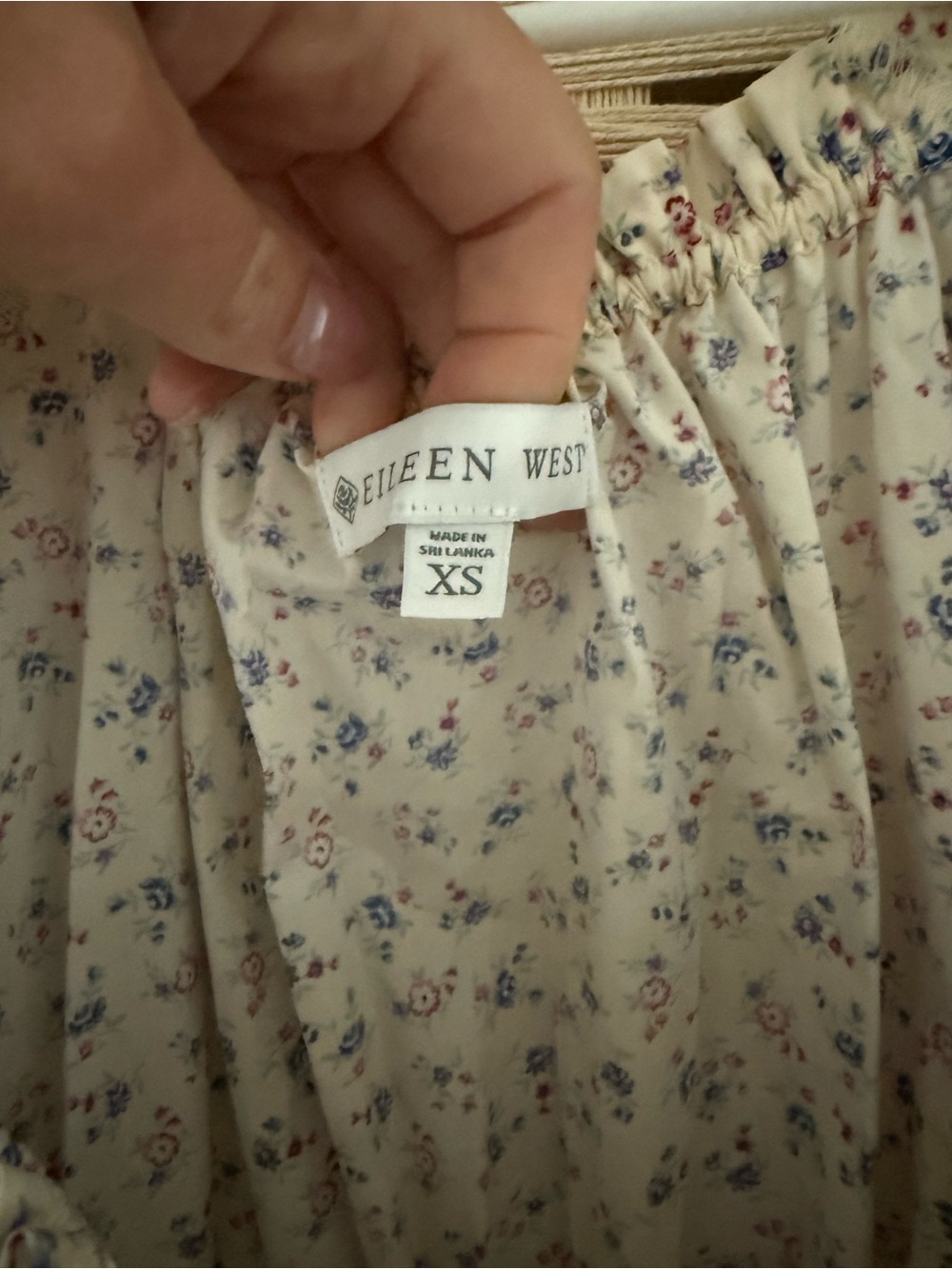 Eileen West Smocked Midi Dress with Puff Sleeves - Cream Floral - Picture 2 of 3
